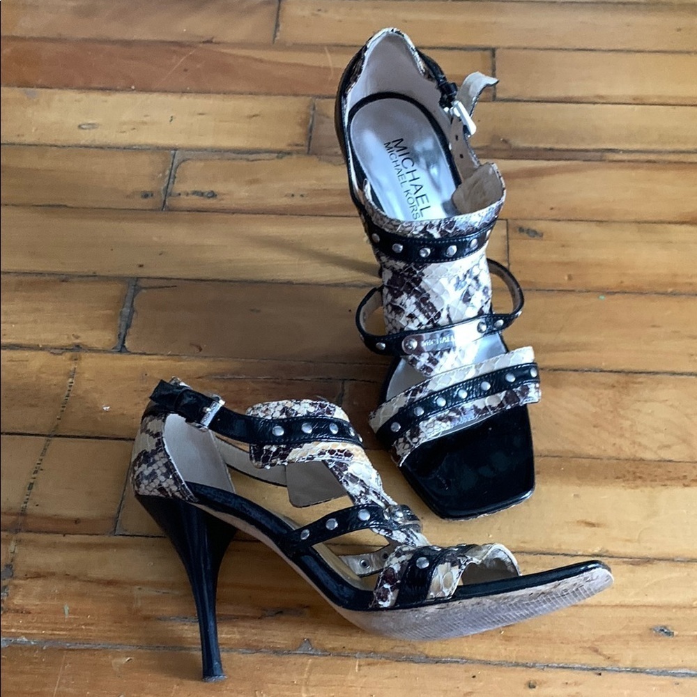 Michael‎ Kors Black and Brown snakeskin Stiletto Heels